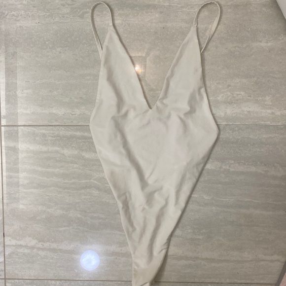 SHEIN Tops - SHEIN light cream bodysuit plunge neck